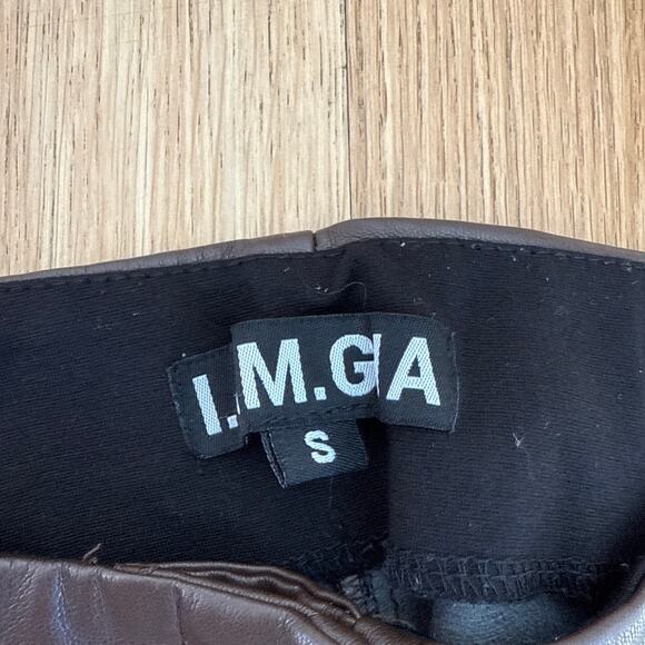 I.AM.GIA Flare Pants Faux Leather Size S Dark Brown - Picture 3 of 7